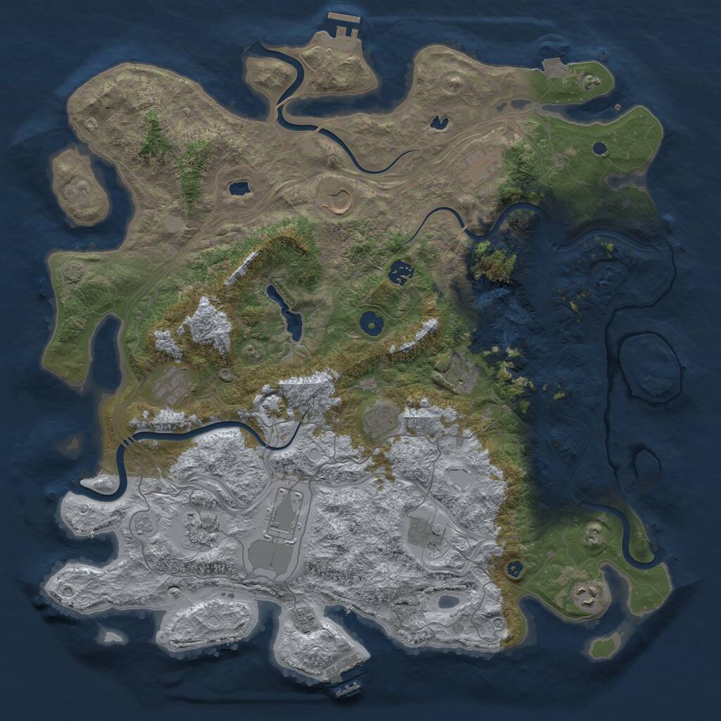 Rust Map: Procedural Map, Size: 4500, Seed: 514502632, 17 Monuments