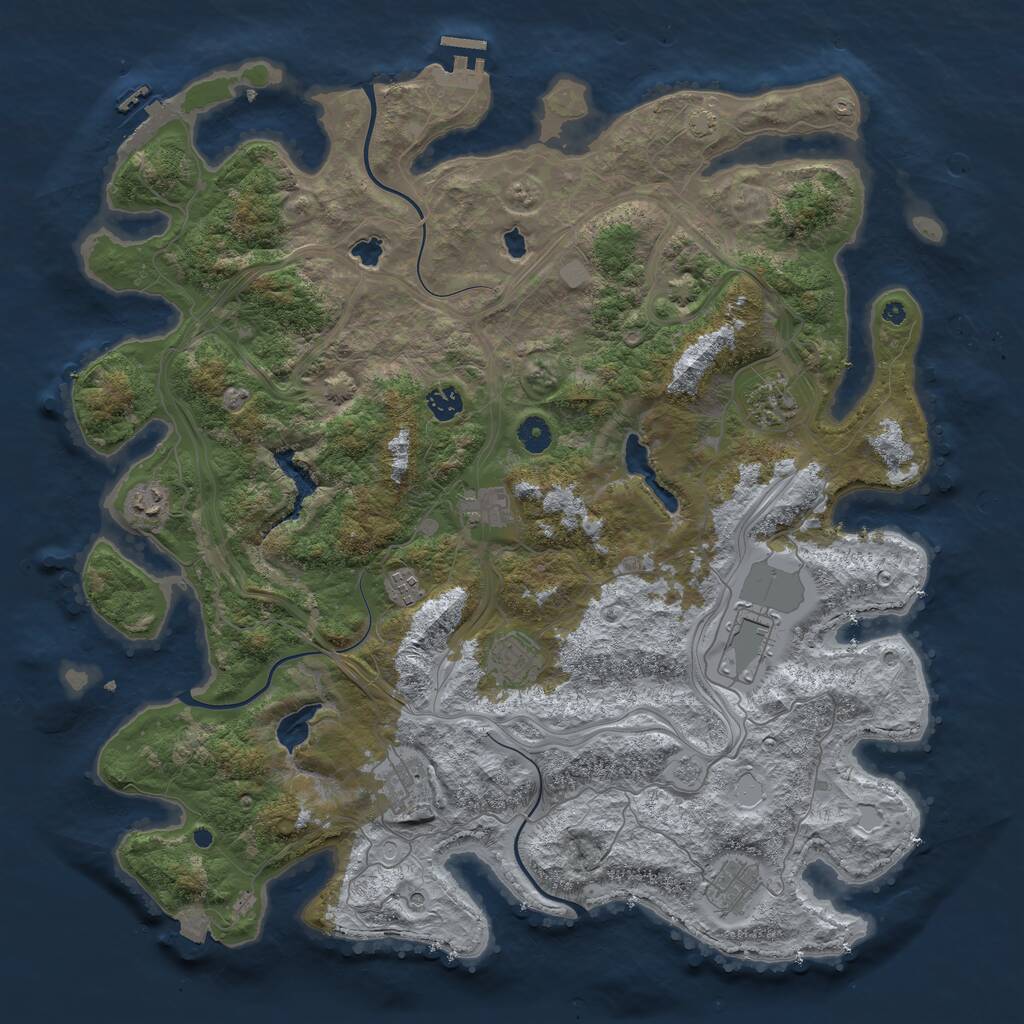 Rust Map: Procedural Map, Size: 4500, Seed: 1841624824, 15 Monuments