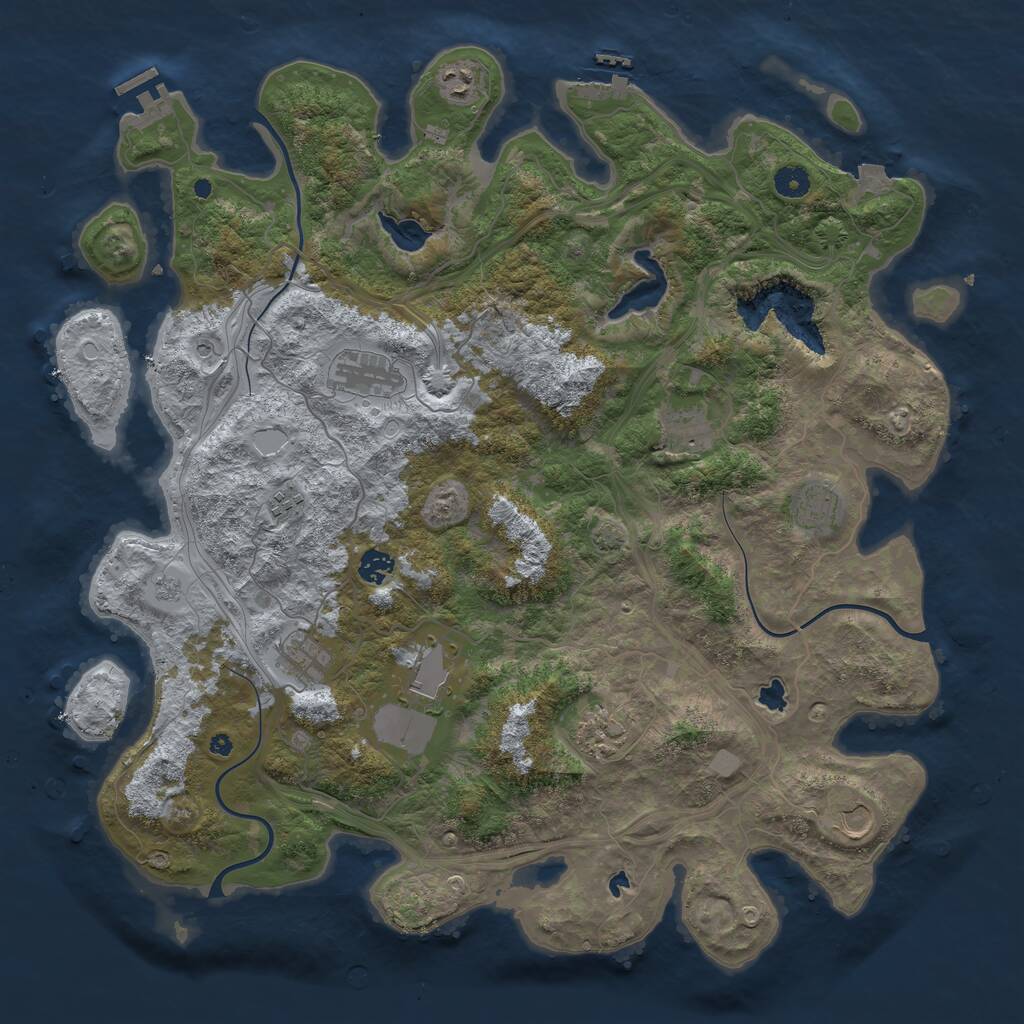 Rust Map: Procedural Map, Size: 4500, Seed: 543196917, 16 Monuments