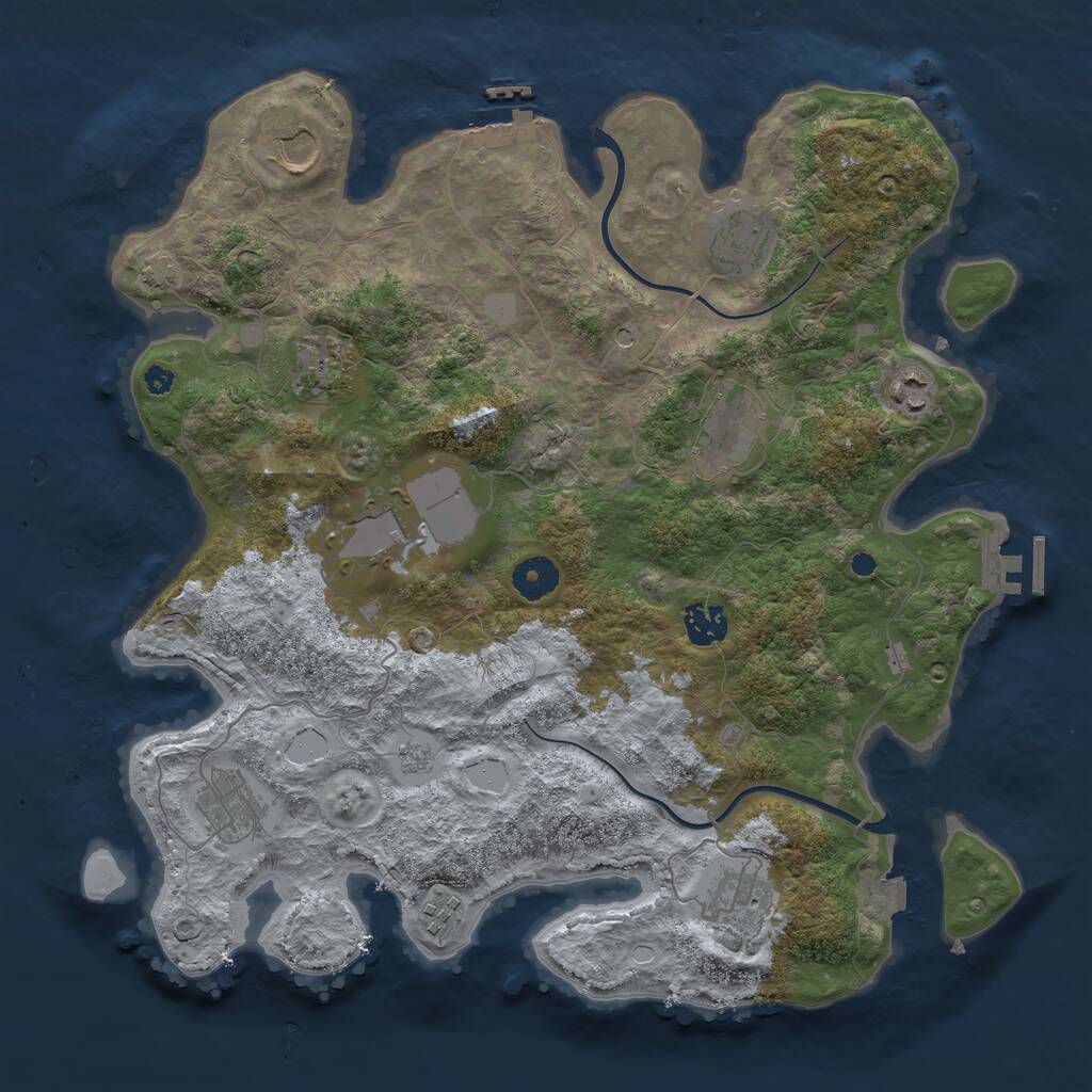 Rust Map: Procedural Map, Size: 3750, Seed: 1882137920, 16 Monuments