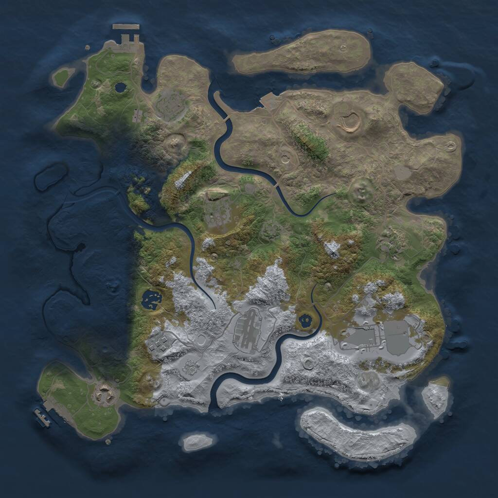 Rust Map: Procedural Map, Size: 3750, Seed: 870042030, 15 Monuments