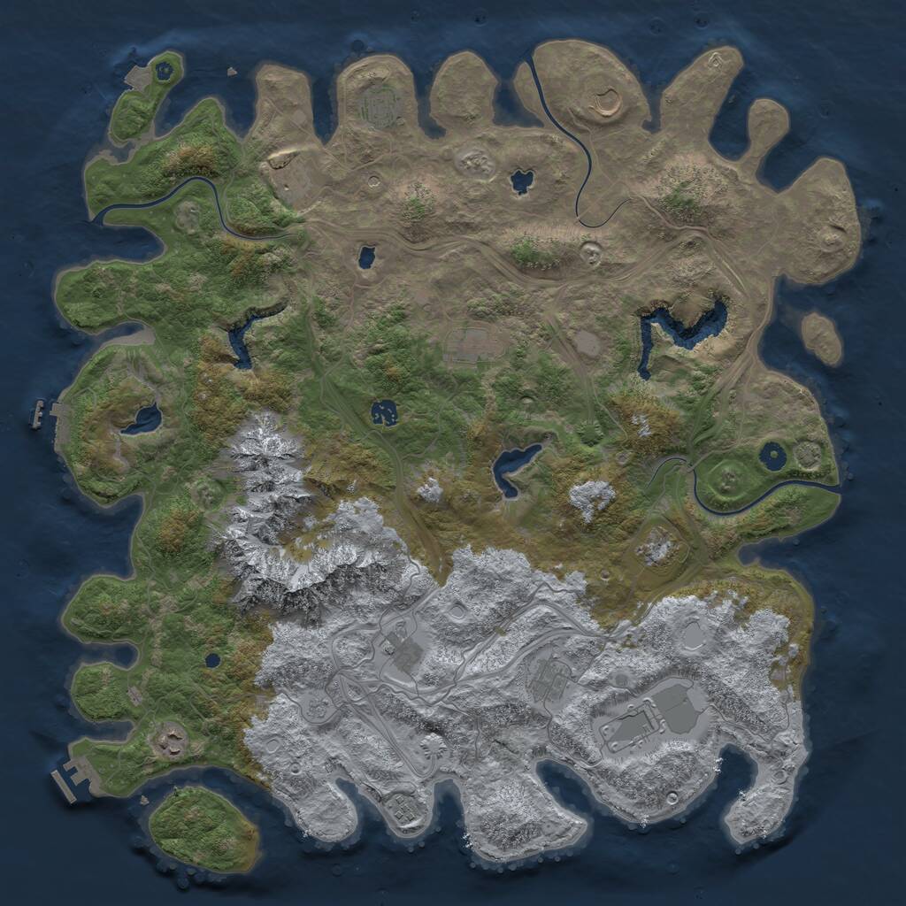 Rust Map: Procedural Map, Size: 5000, Seed: 954674284, 17 Monuments