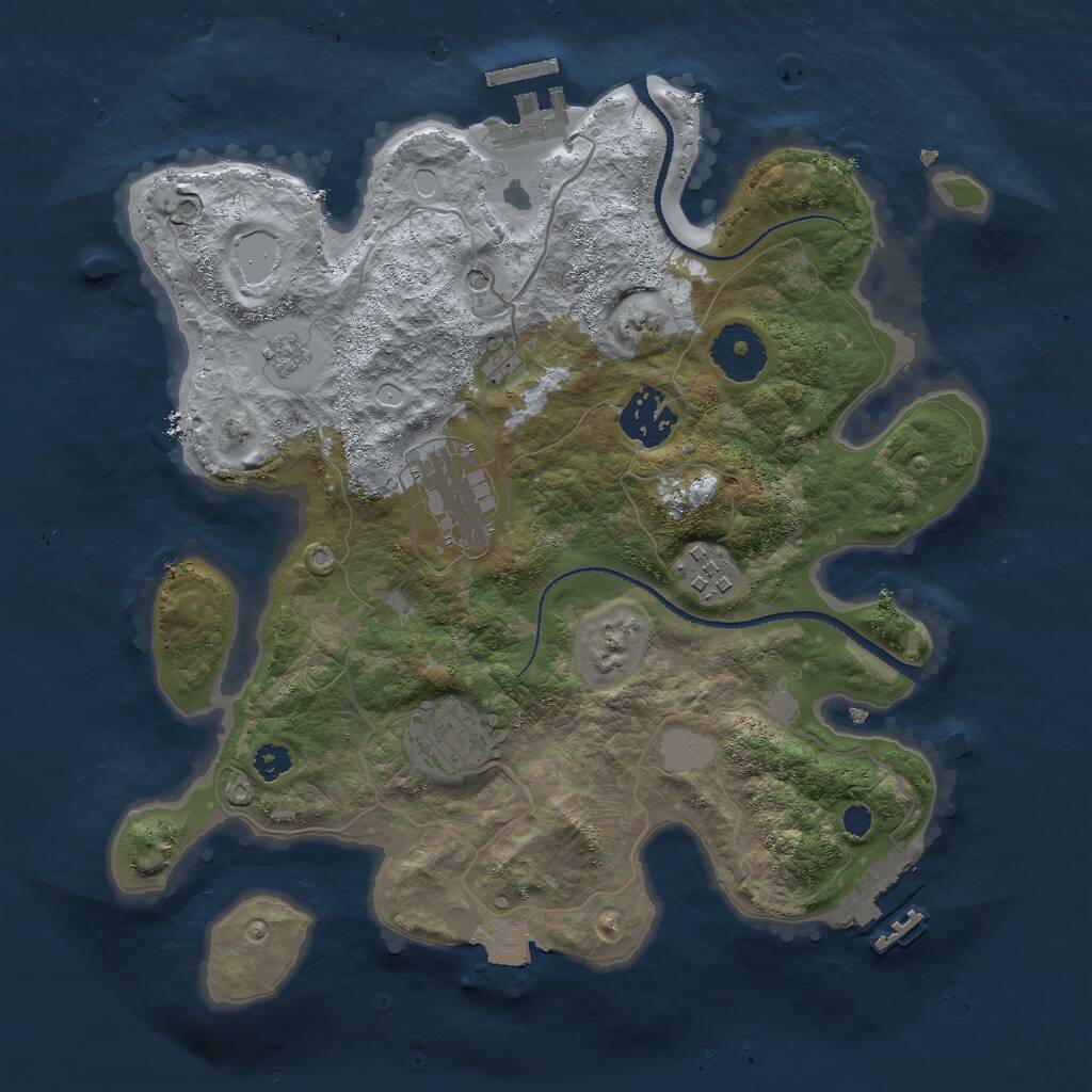 Rust Map: Procedural Map, Size: 3000, Seed: 1213204370, 9 Monuments