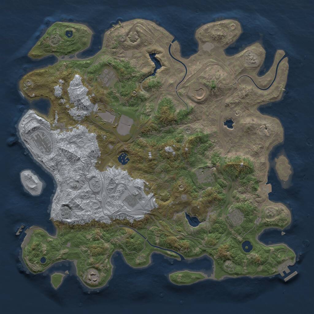 Rust Map: Procedural Map, Size: 4250, Seed: 1297202483, 16 Monuments