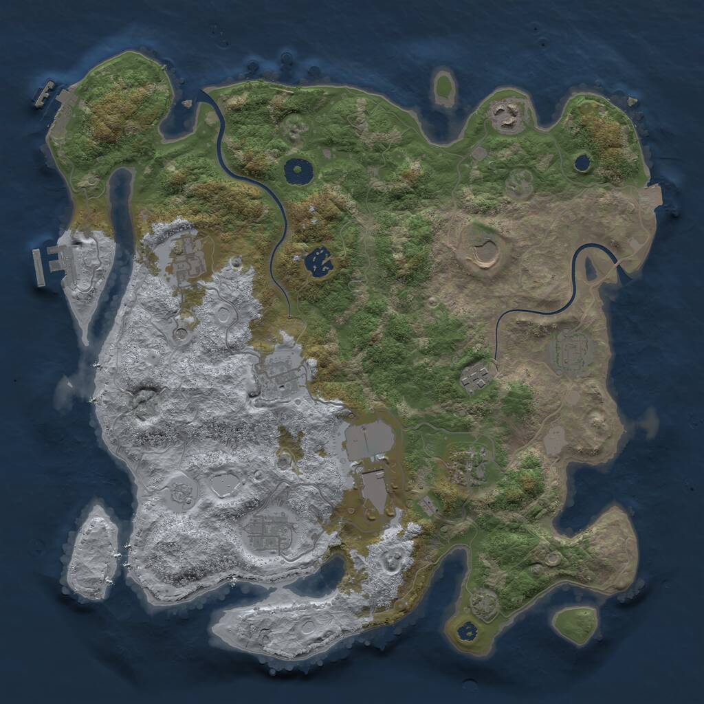 Rust Map: Procedural Map, Size: 3750, Seed: 1413084614, 16 Monuments