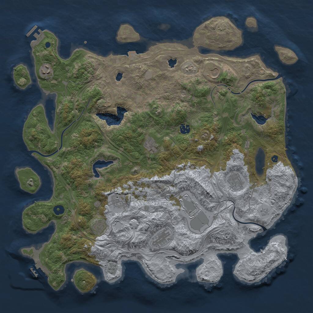 Rust Map: Procedural Map, Size: 4500, Seed: 954985429, 16 Monuments