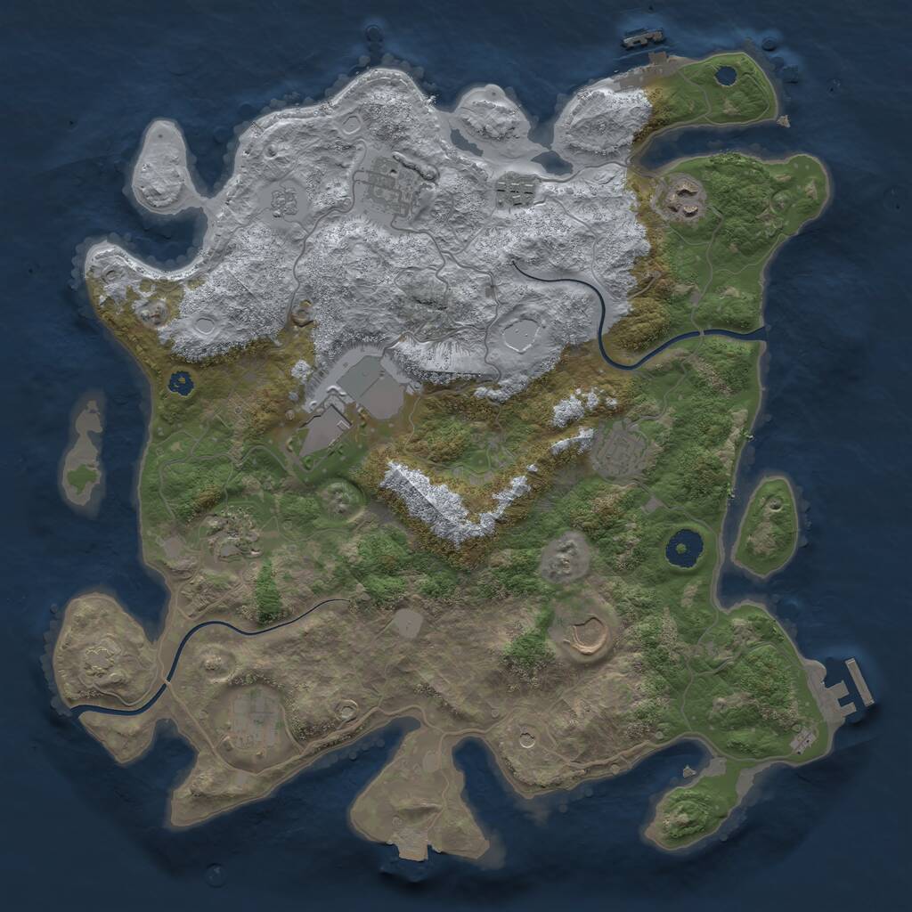 Rust Map: Procedural Map, Size: 3700, Seed: 1125036923, 14 Monuments