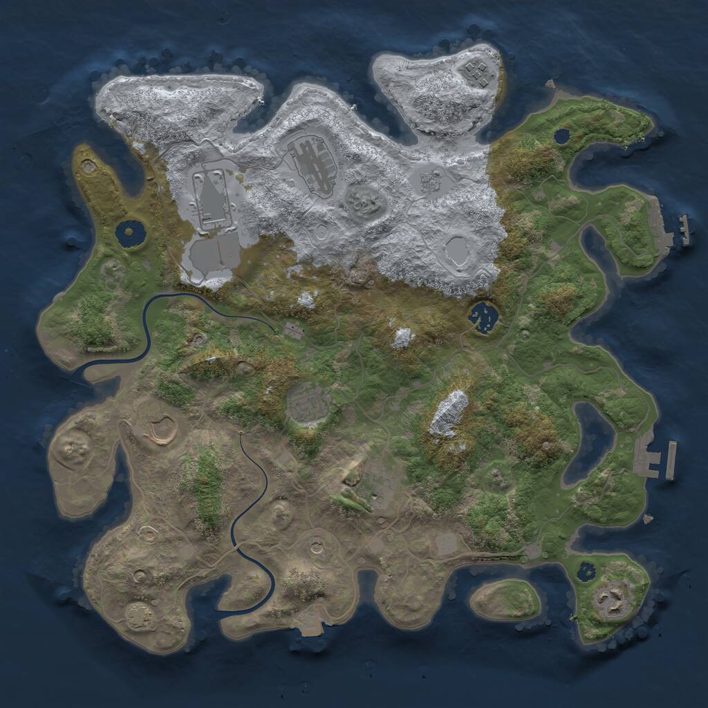 Rust Map: Procedural Map, Size: 3700, Seed: 197193340, 14 Monuments