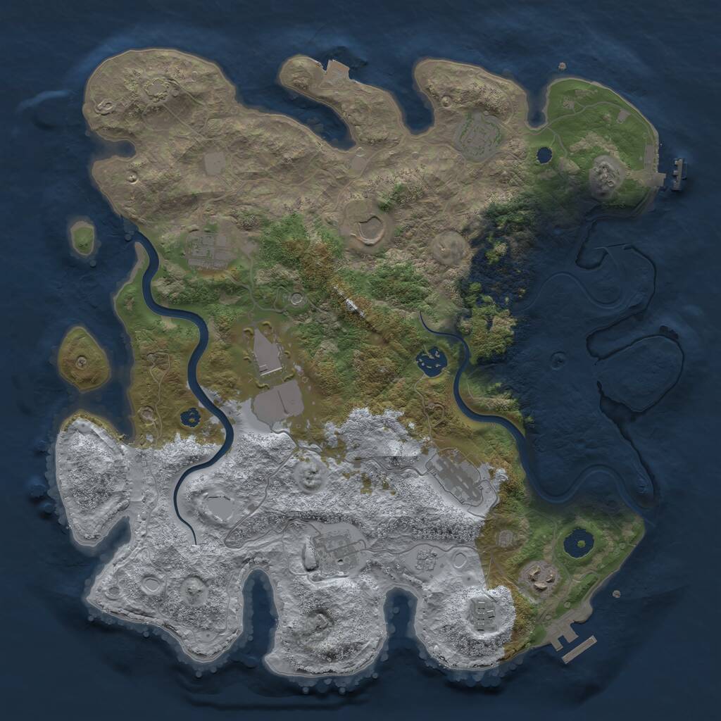 Rust Map: Procedural Map, Size: 3750, Seed: 1804991621, 15 Monuments