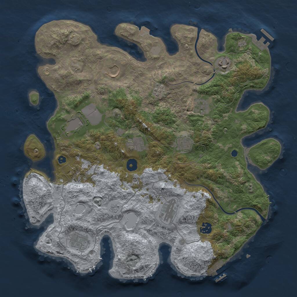 Rust Map: Procedural Map, Size: 3750, Seed: 1804991621, 17 Monuments