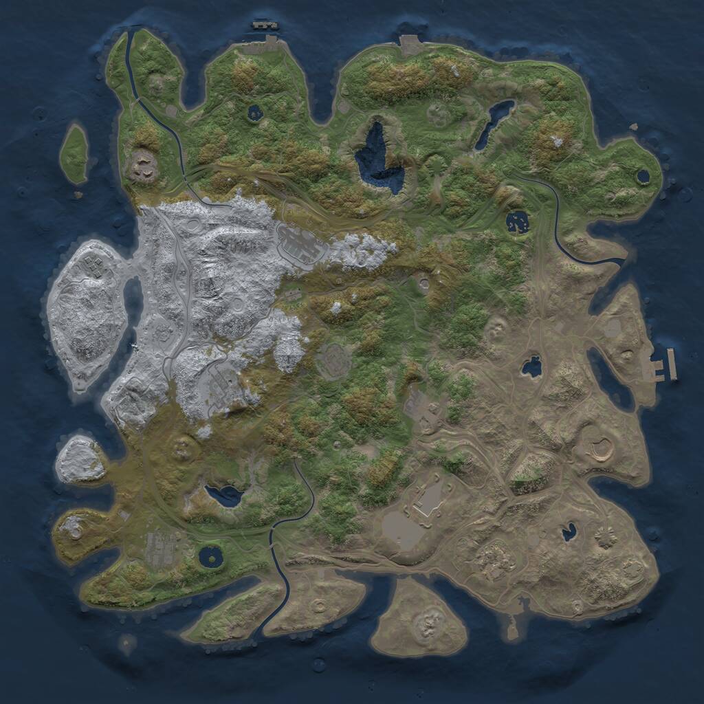 Rust Map: Procedural Map, Size: 4500, Seed: 1942438187, 17 Monuments