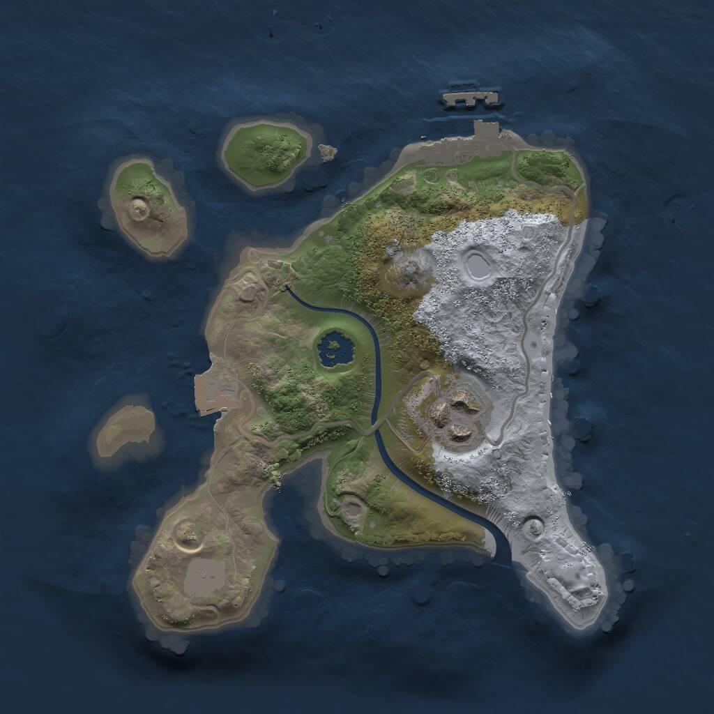 Rust Map: Procedural Map, Size: 2000, Seed: 1710405974, 3 Monuments