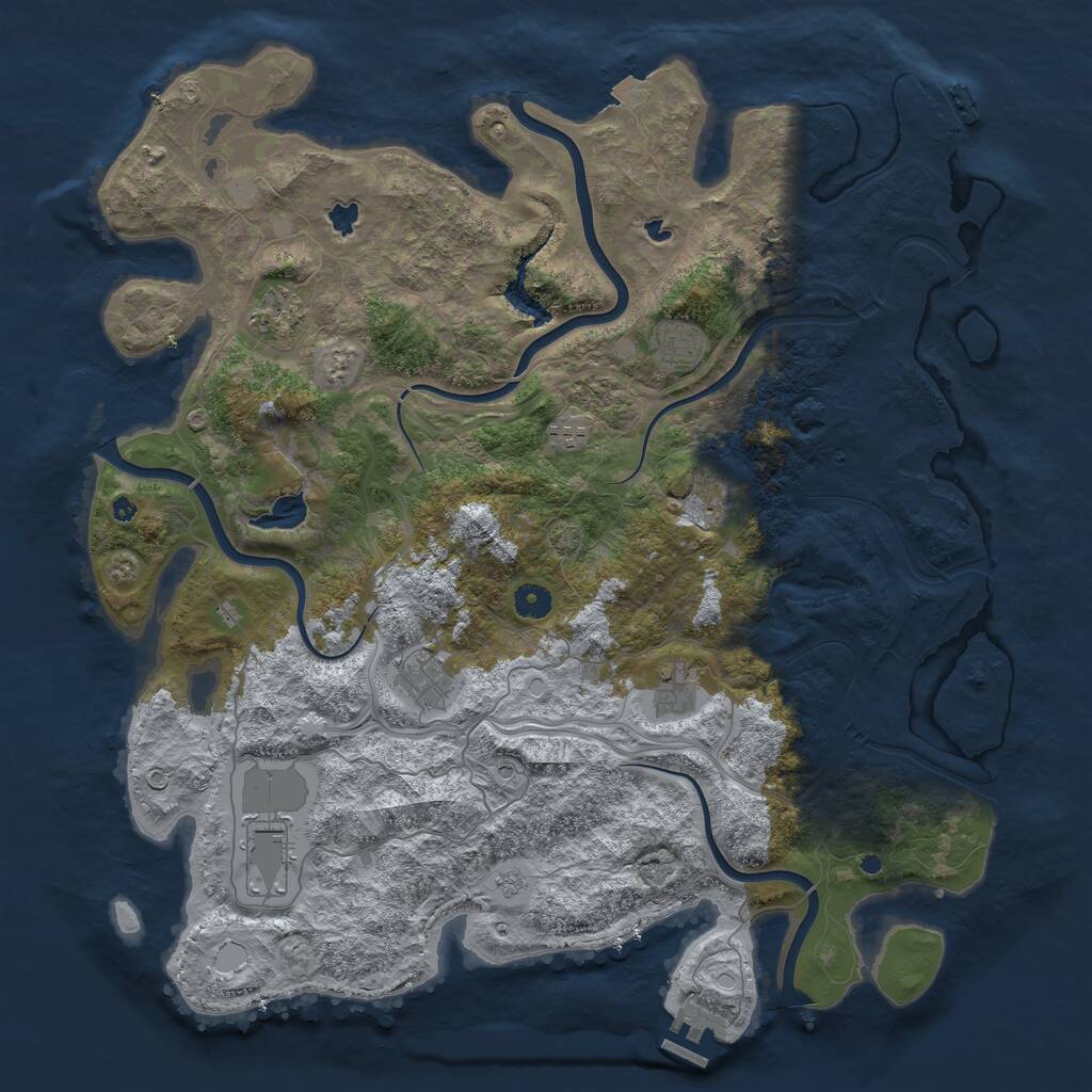Rust Map: Procedural Map, Size: 4500, Seed: 511563390, 13 Monuments