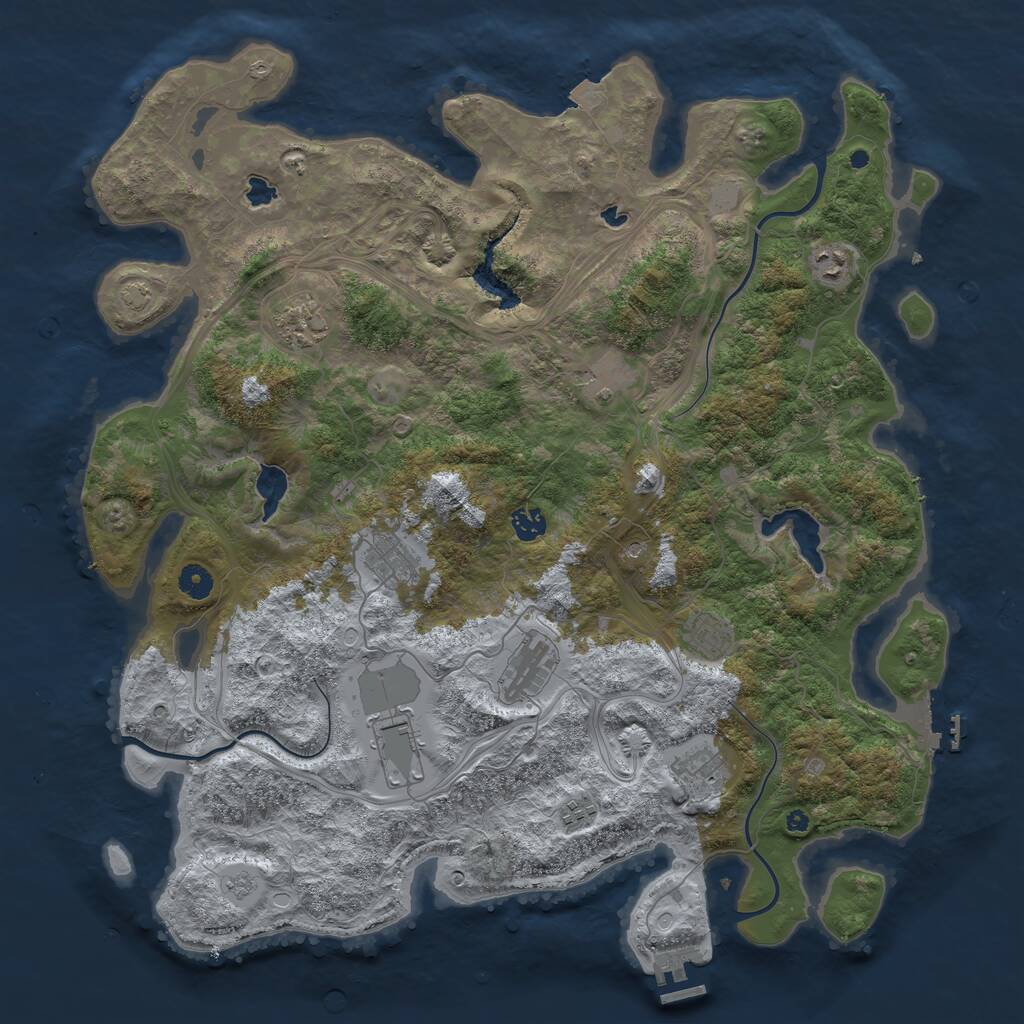 Rust Map: Procedural Map, Size: 4500, Seed: 511563390, 16 Monuments