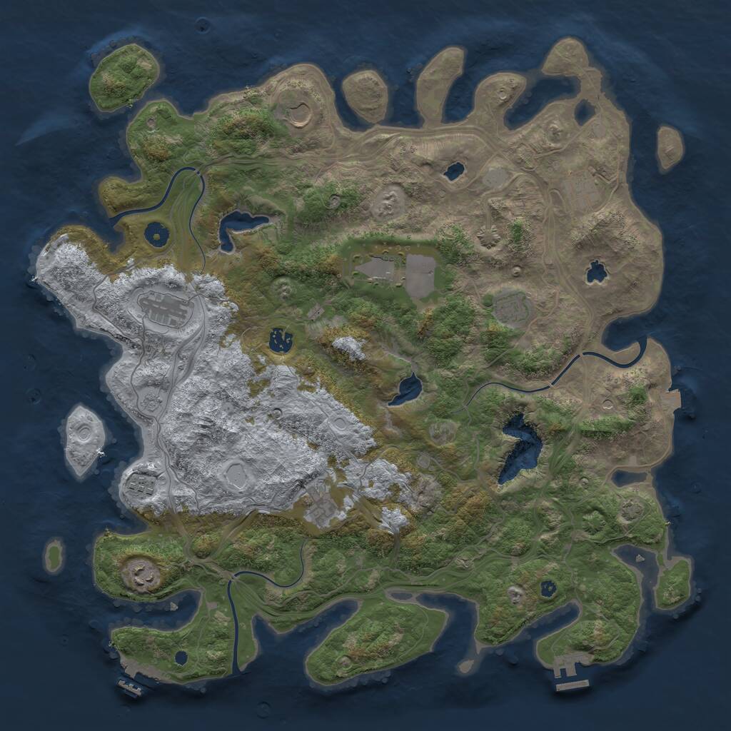 Rust Map: Procedural Map, Size: 4500, Seed: 1163088547, 15 Monuments