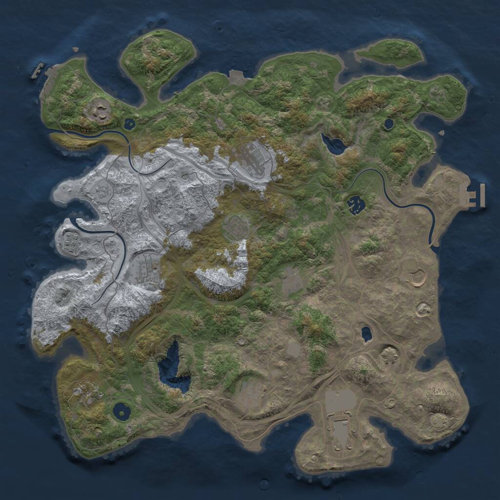 Rust Map: Procedural Map, Size: 4250, Seed: 889149848, 17 Monuments