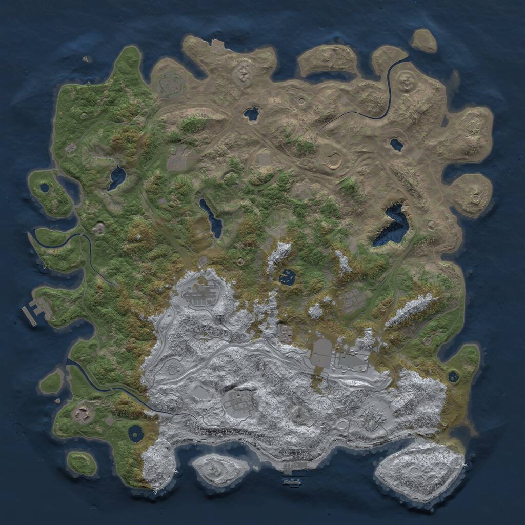 Rust Map: Procedural Map, Size: 4800, Seed: 214560129, 17 Monuments