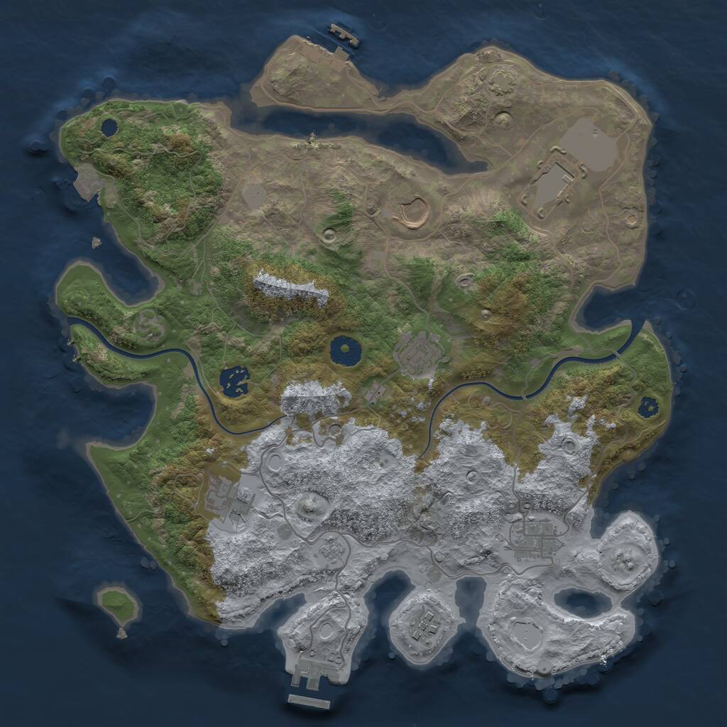 Rust Map: Procedural Map, Size: 3500, Seed: 440135816, 13 Monuments