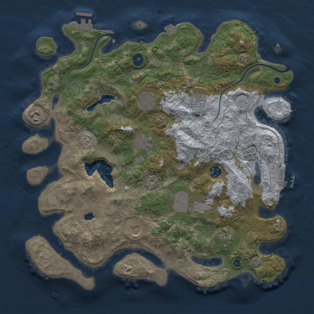 Rust Map: Procedural Map, Size: 4000, Seed: 1099245875, 15 Monuments