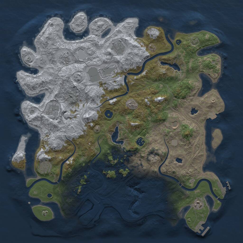 Rust Map: Procedural Map, Size: 4500, Seed: 457134930, 16 Monuments