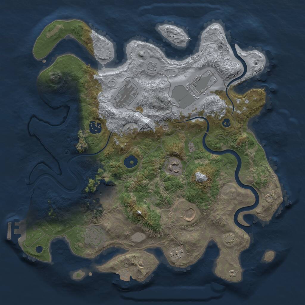 Rust Map: Procedural Map, Size: 3500, Seed: 1058779131, 13 Monuments