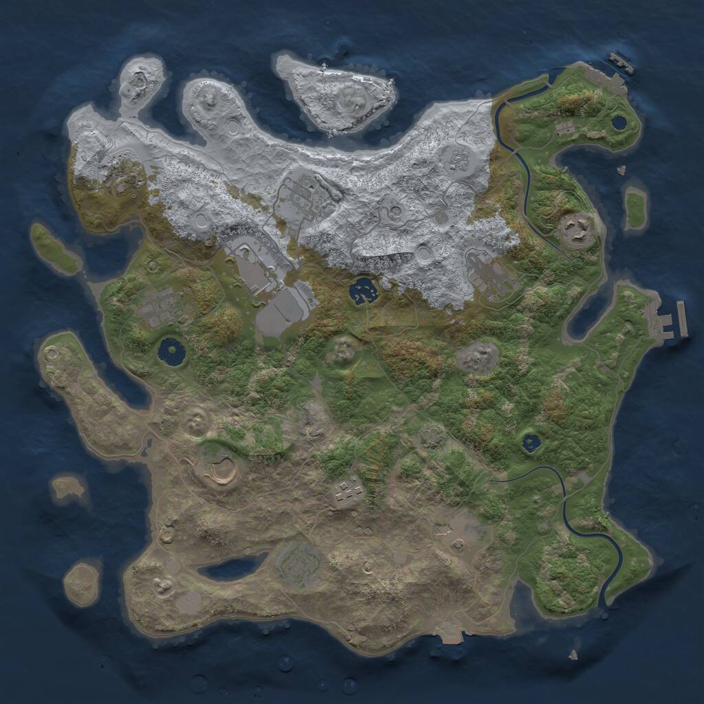 Rust Map: Procedural Map, Size: 3900, Seed: 874262172, 17 Monuments