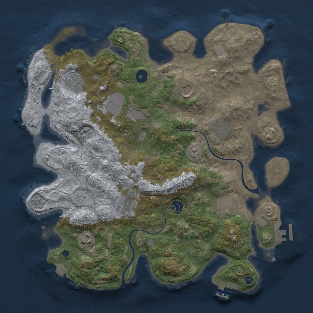 Rust Map: Procedural Map, Size: 3750, Seed: 983844524, 15 Monuments