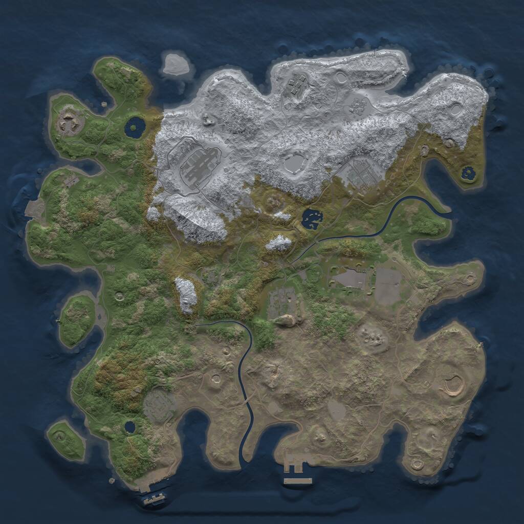 Rust Map: Procedural Map, Size: 3752, Seed: 1, 15 Monuments