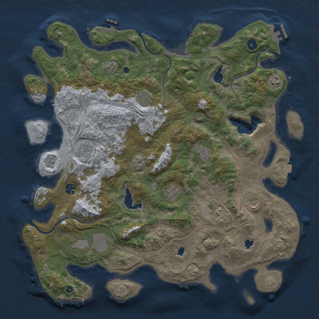 Rust Map: Procedural Map, Size: 4500, Seed: 819168647, 15 Monuments