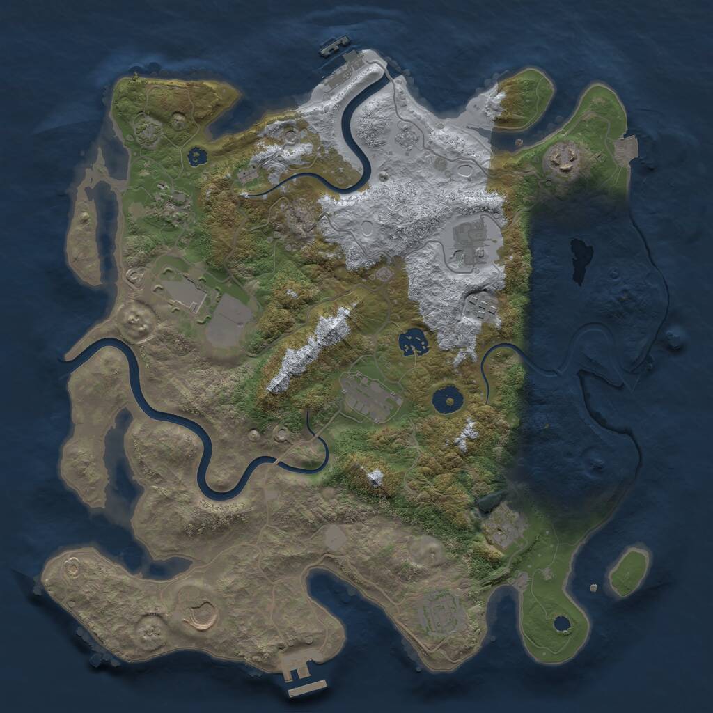 Rust Map: Procedural Map, Size: 3700, Seed: 1648382072, 16 Monuments