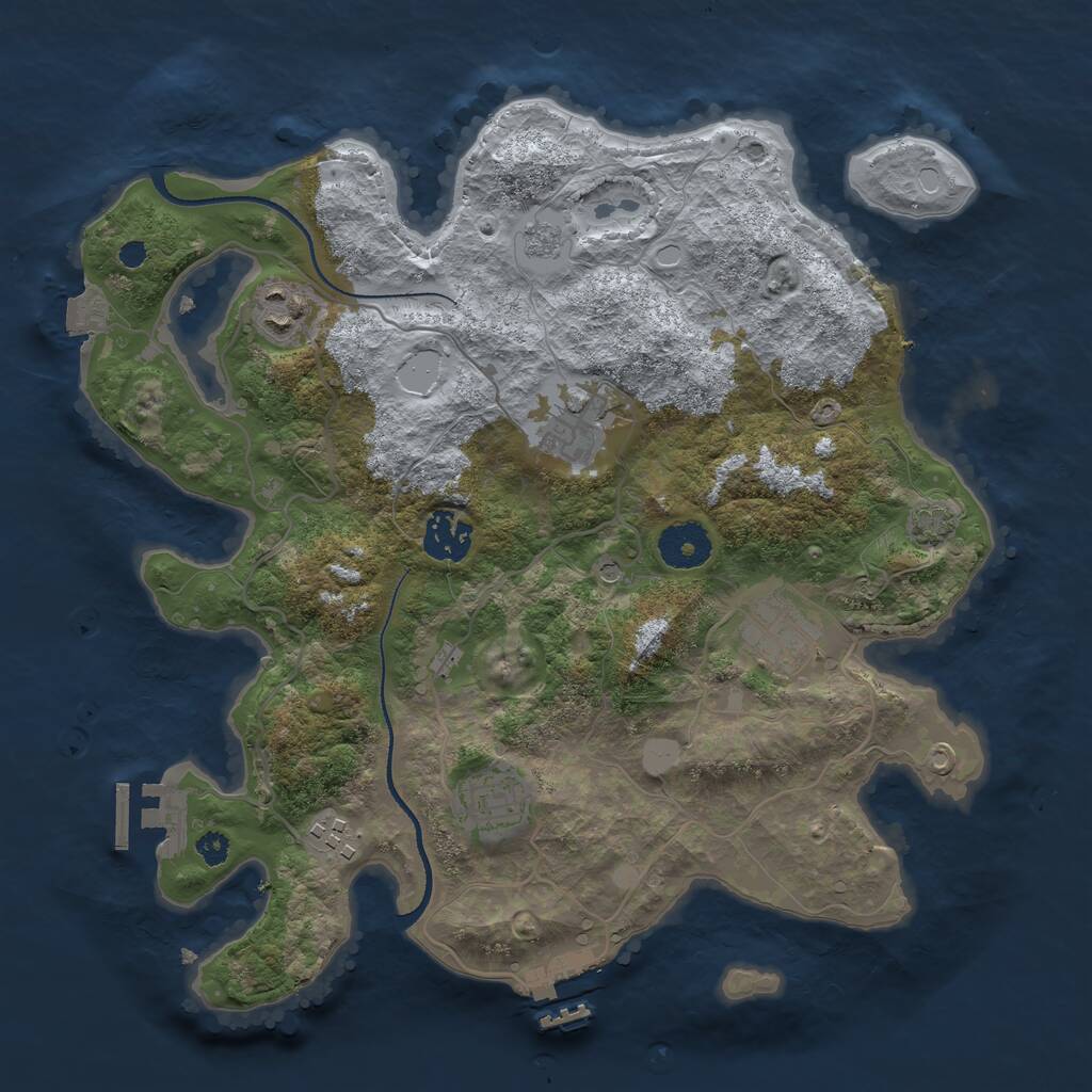 Rust Map: Procedural Map, Size: 3300, Seed: 1009179487, 12 Monuments