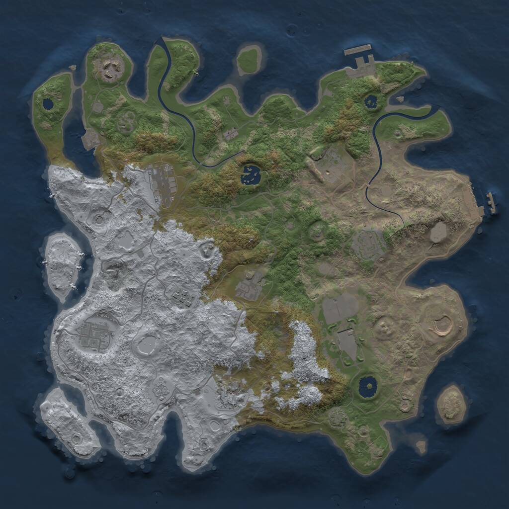 Rust Map: Procedural Map, Size: 3750, Seed: 375651663, 17 Monuments