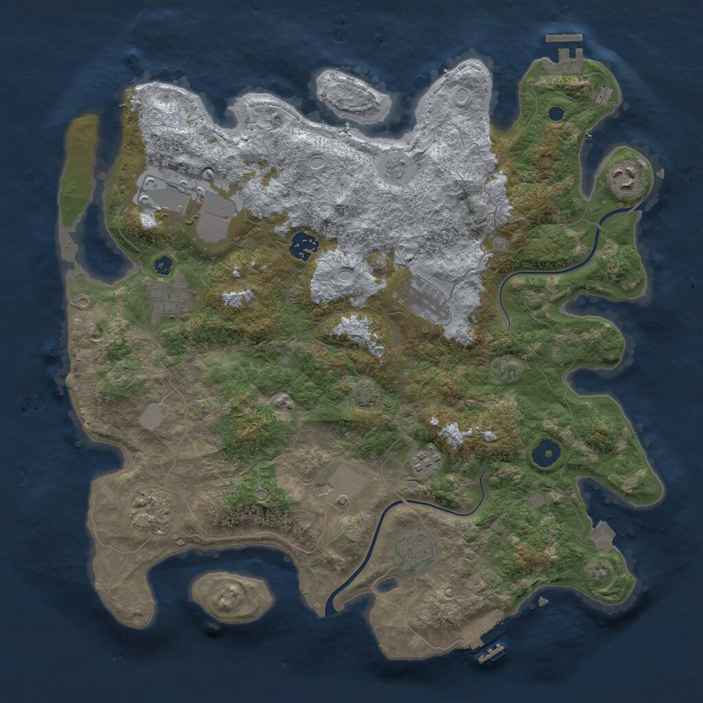 Rust Map: Procedural Map, Size: 3850, Seed: 612330065, 14 Monuments