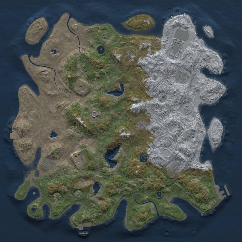 Rust Map: Procedural Map, Size: 4500, Seed: 214146482, 17 Monuments