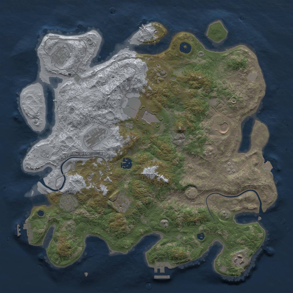 Rust Map: Procedural Map, Size: 3850, Seed: 8, 16 Monuments