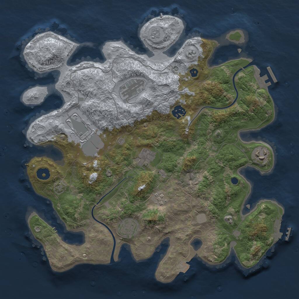 Rust Map: Procedural Map, Size: 3500, Seed: 120330102, 13 Monuments