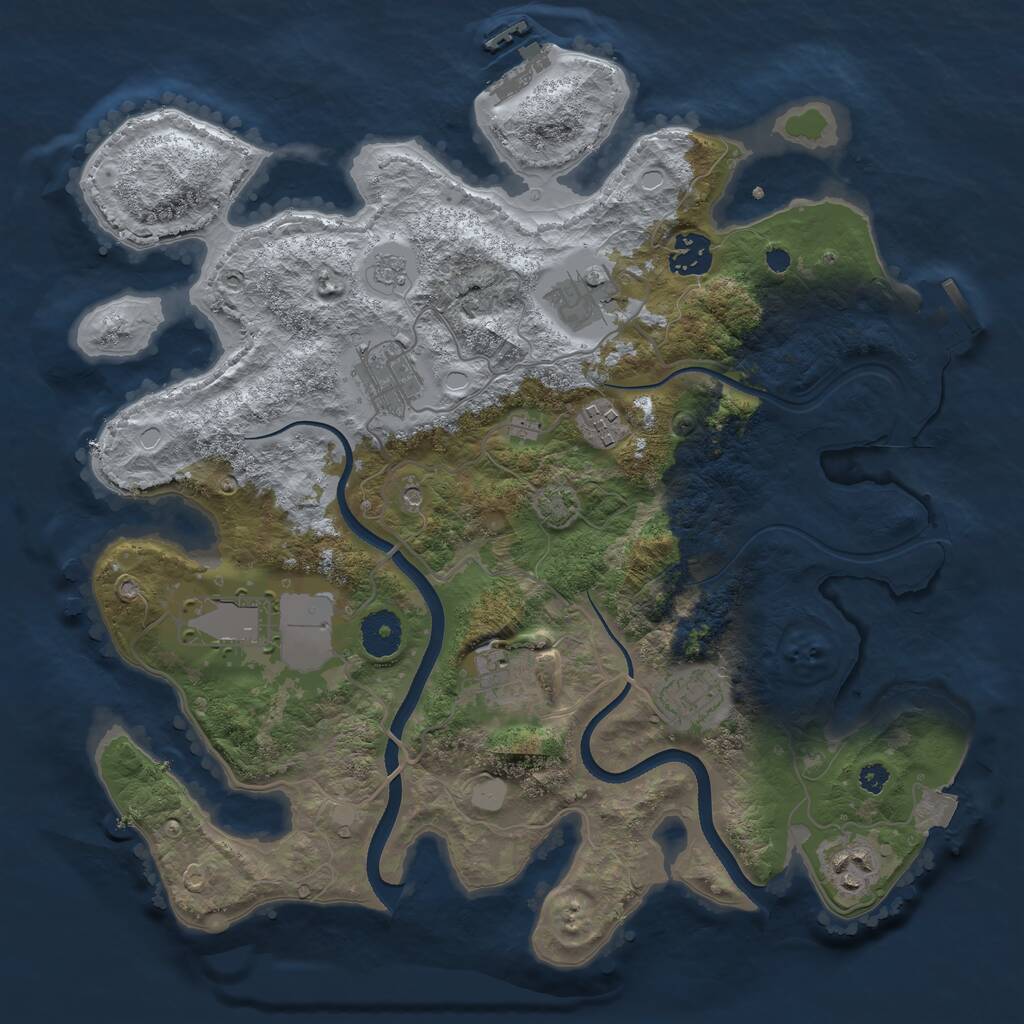 Rust Map: Procedural Map, Size: 3500, Seed: 120330102, 14 Monuments