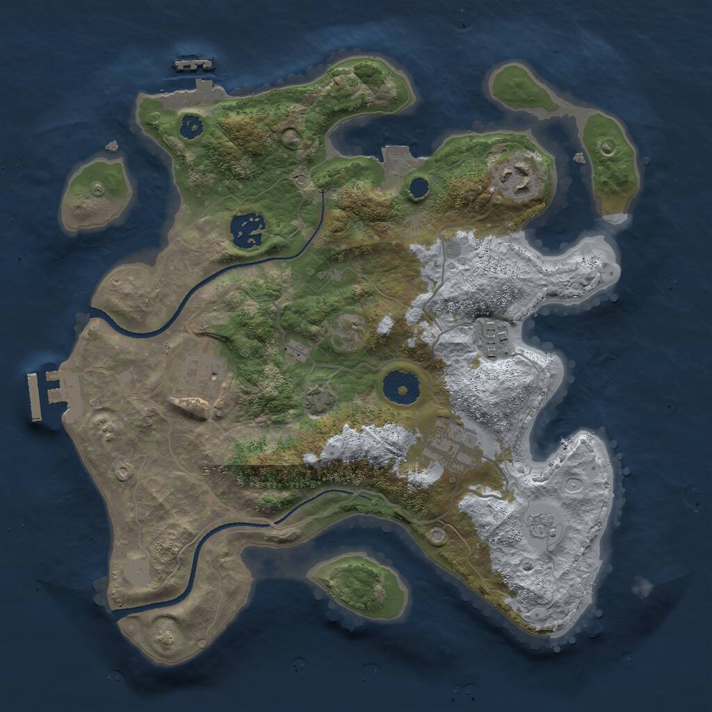 Rust Map: Procedural Map, Size: 3000, Seed: 7257891, 10 Monuments