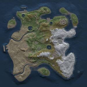 Thumbnail Rust Map: Procedural Map, Size: 3000, Seed: 7257891, 10 Monuments