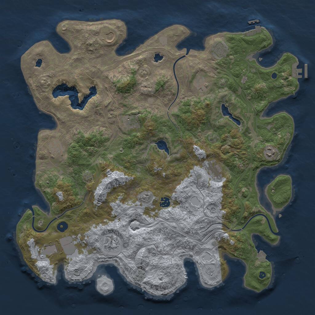 Rust Map: Procedural Map, Size: 4500, Seed: 1480347307, 17 Monuments