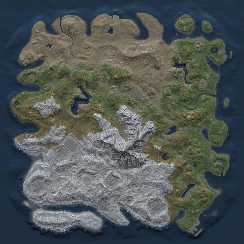 Rust Map: Procedural Map, Size: 5000, Seed: 1079551228, 16 Monuments