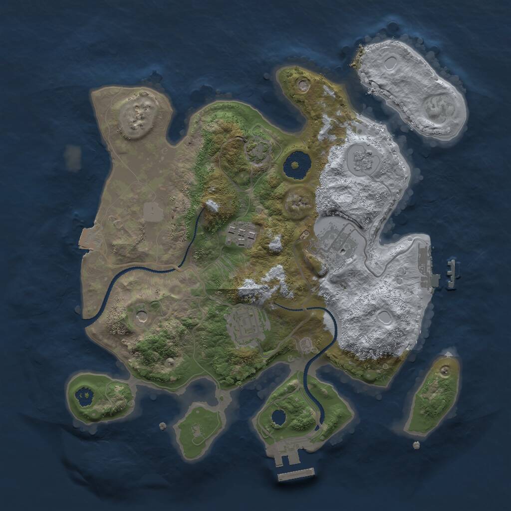 Rust Map: Procedural Map, Size: 2800, Seed: 2500, 9 Monuments