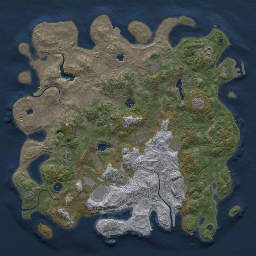 Rust Map: Procedural Map, Size: 4500, Seed: 1047596611, 16 Monuments