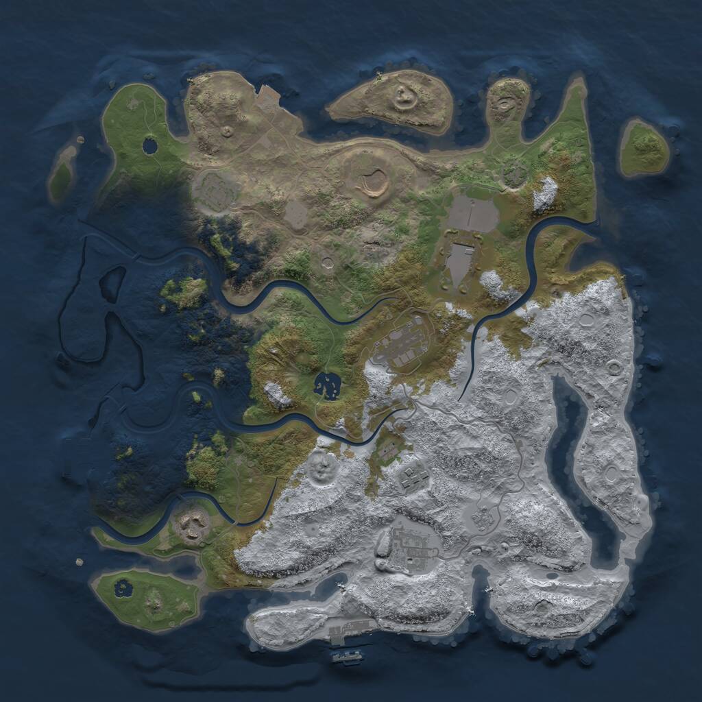 Rust Map: Procedural Map, Size: 3750, Seed: 714723024, 14 Monuments