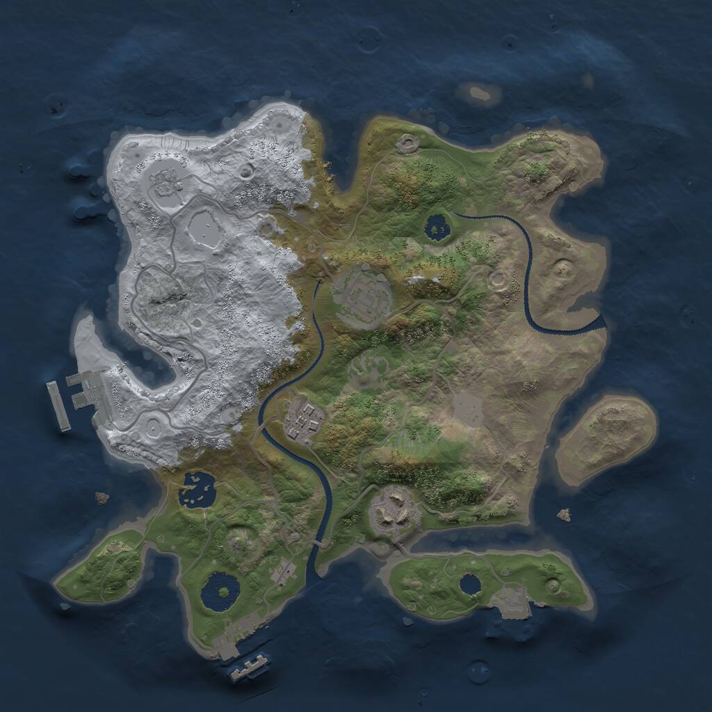 Rust Map: Procedural Map, Size: 2800, Seed: 21465, 8 Monuments