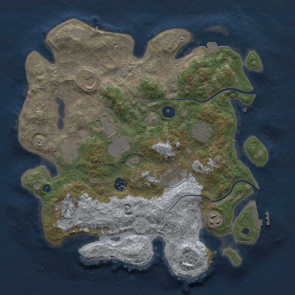 Rust Map: Procedural Map, Size: 3500, Seed: 740983750, 14 Monuments