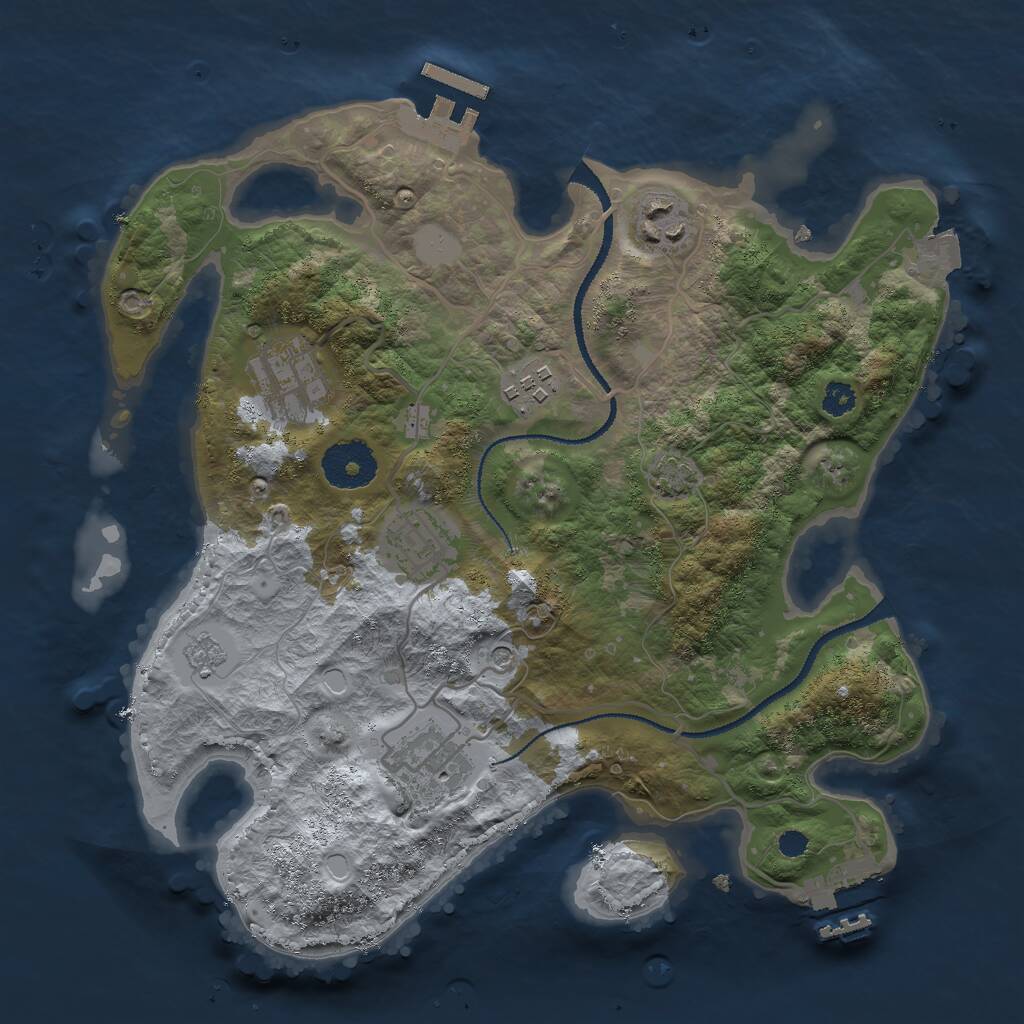 Rust Map: Procedural Map, Size: 3000, Seed: 141064086, 11 Monuments