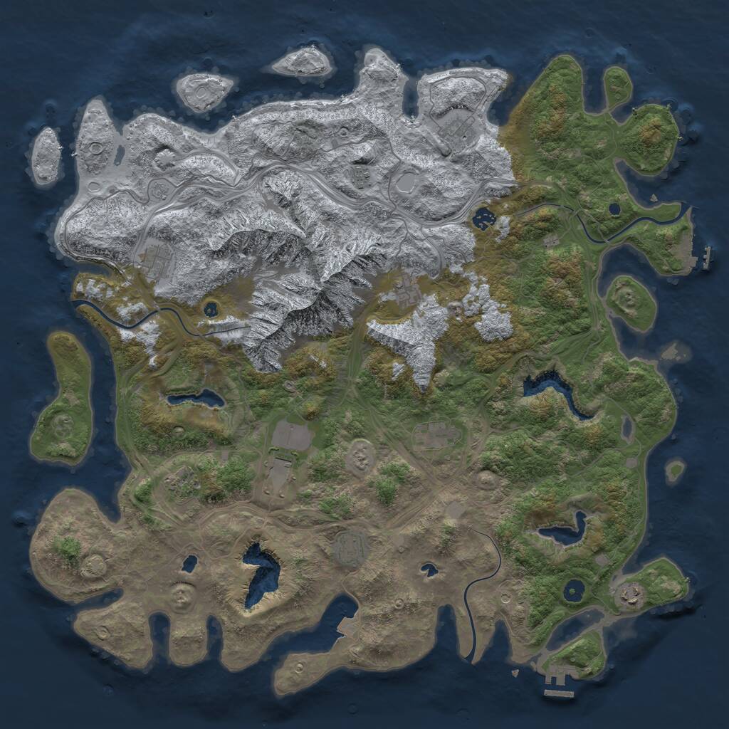 Rust Map: Procedural Map, Size: 5000, Seed: 4649, 16 Monuments