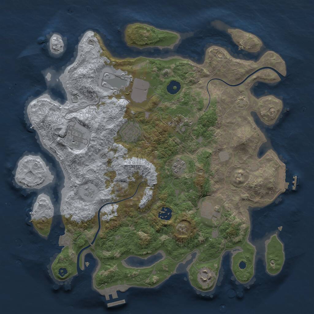 Rust Map: Procedural Map, Size: 3500, Seed: 971367298, 14 Monuments