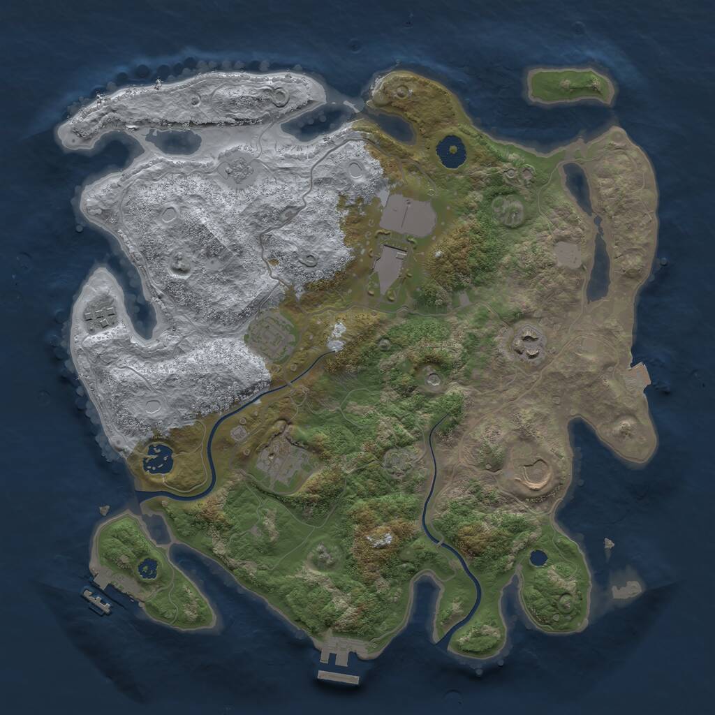 Rust Map: Procedural Map, Size: 3500, Seed: 554401436, 13 Monuments